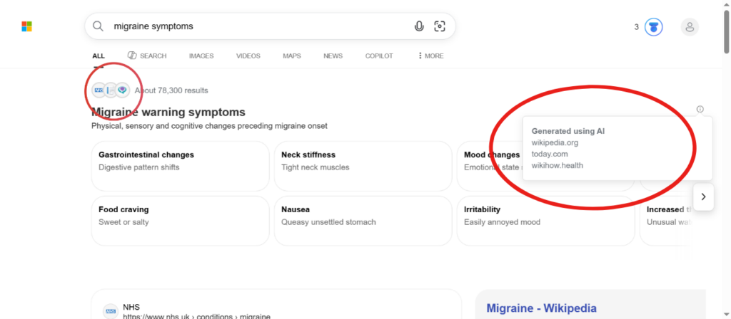 Search results generated by AI