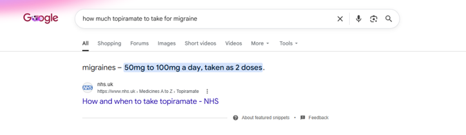Example of a featured snippet